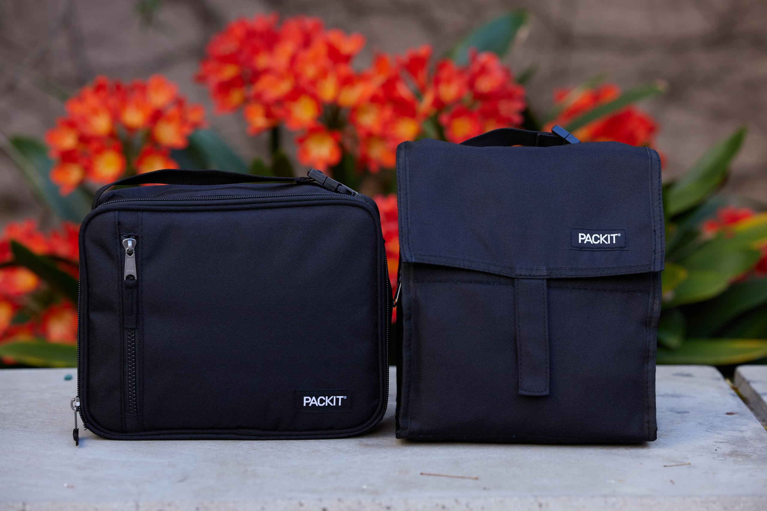 PackIt Freezable Lunch Bag, Black, Built with EcoFreeze Technology, Foldable, Reusable, Zip and Fold Closure with Buckle Handle, Perfect for School and Office Lunches - Image 7
