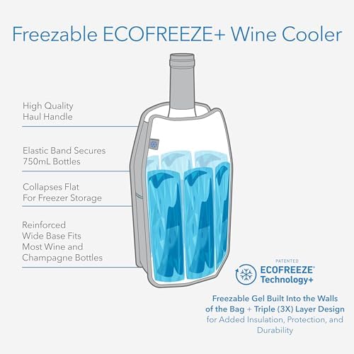 PackIt Freezable Wine Cooler, Black, with a Seatbelt Webbing Handle Strap, ECOFREEZE+ Technology: Triple Layered Protection for Ultimate Cooling, Fits Most Standard Sized Wine and Champagne Bottles - Image 3